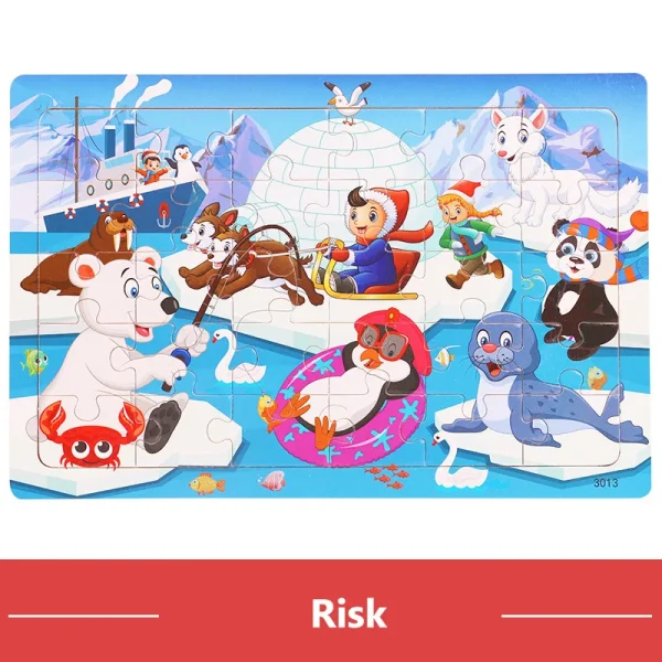 New 30 Pieces Wooden Puzzles Cartoon Animal Traffic Tangram Wood 3d Puzzle Montessori Educational Toys for Children Gifts - Image 10