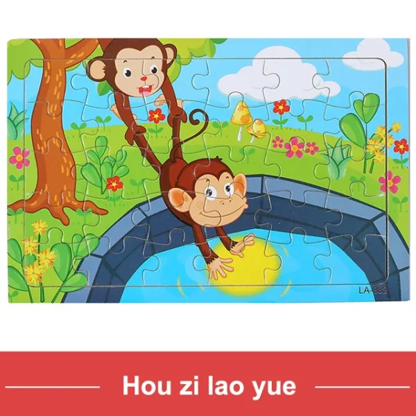 New 30 Pieces Wooden Puzzles Cartoon Animal Traffic Tangram Wood 3d Puzzle Montessori Educational Toys for Children Gifts - Image 9