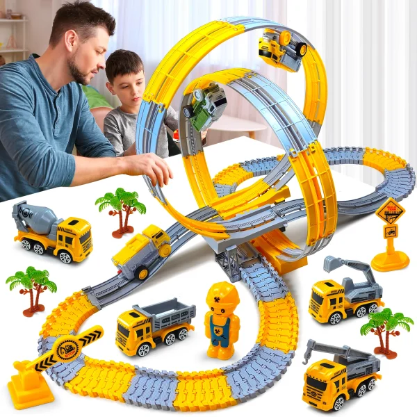 Children Electric Track Toy Car Engineering Minin Car Set Kids Puzzle Boy Toys Track Car Anti-gravity Track Train Gift for Kid - Image 2
