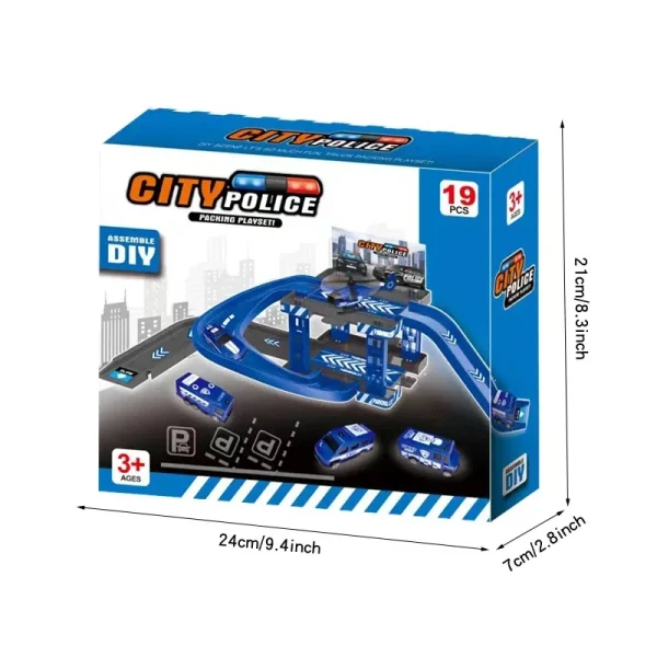 Kids Rail Parking Lot Toys Multi-Storey Car Parking Building Model Simulation Fire Police Engineering Vehicle Toys - Image 7