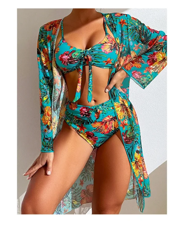 Bohemian Print Sexy Women's Beach Bikinis Three Pieces Bikini Set Cover Up Swimwear High Waisted Bikini Set Women Swimsuit 2025 - Image 30