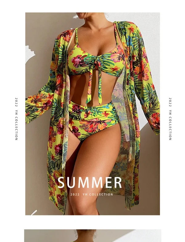 Bohemian Print Sexy Women's Beach Bikinis Three Pieces Bikini Set Cover Up Swimwear High Waisted Bikini Set Women Swimsuit 2025 - Image 25
