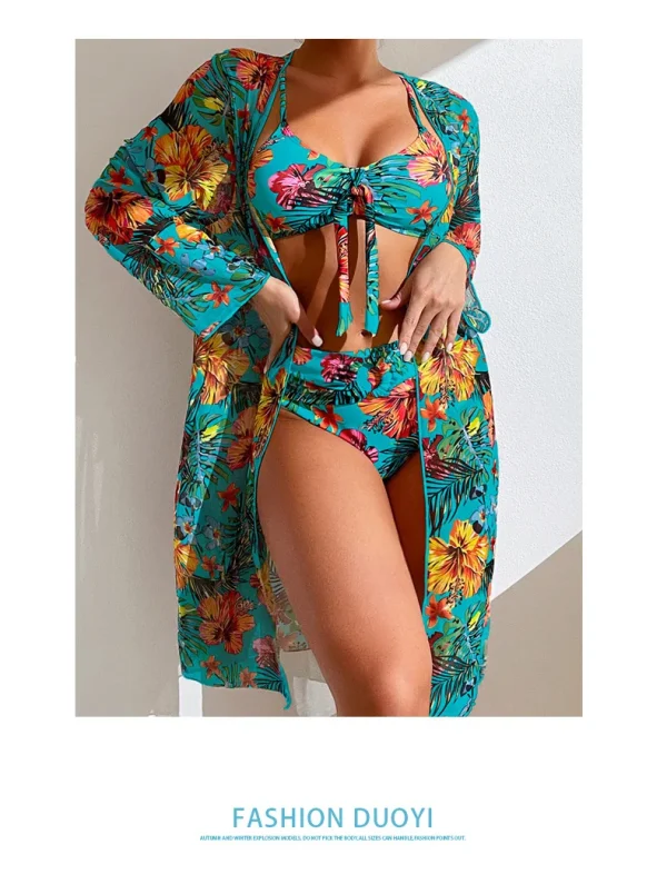 Bohemian Print Sexy Women's Beach Bikinis Three Pieces Bikini Set Cover Up Swimwear High Waisted Bikini Set Women Swimsuit 2025 - Image 29