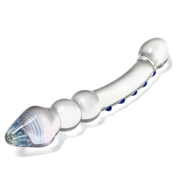 Double Ended Crystal White Pyrex Glass Dildo Artificial Penis Granule Spiral G Spot massager Adult game Sex Toys for Woman Gay - Image 2