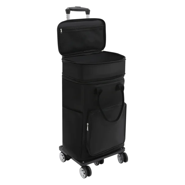 Black 2-in-1 Expandable Rolling Shopping Bag with 5 Wheels, Foldable Trolley Luggage Cart for Travel, Grocery, Business Use - Image 16