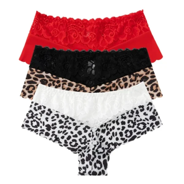 Women's 3 Pieces Panties Sexy Leopard Lace Lingerie Woman Underwear Ladies Underpants Solid Color Woman Clothing Knickers - Image 10