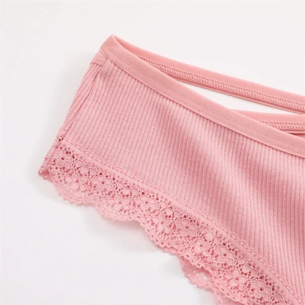 5PCS Women's Cotton Briefs Sexy Lace Underpant Hollow Brazilian Panties Comfortable Underwear Lingerie S-XL Solid Color Lingerie - Image 17