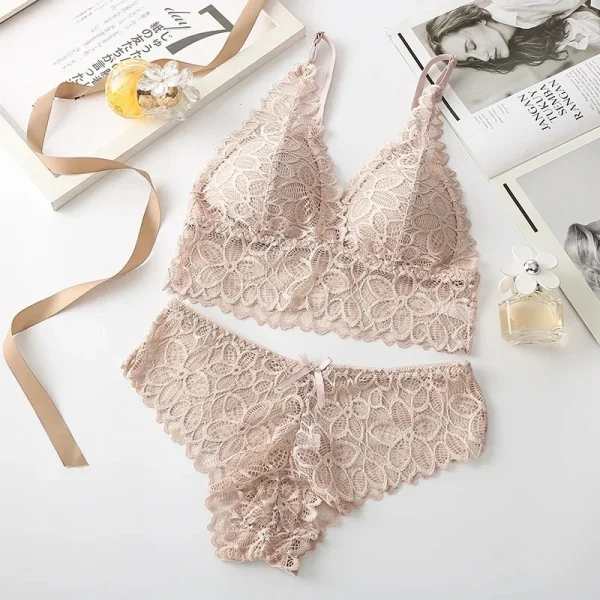 Sexy Lace Women Underwear Set Seamless Wire Free Bra Sets Hollow Out Bra and Panty Sets For Women Embroidery Intimates Lingerie - Image 9