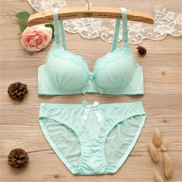 Girl Sweet Wireless Bra Lace Bows Underwear Sets Breathable Small Breast Bralette Top Briefs for Women Teen Girl Lingerie Suits - Image 23