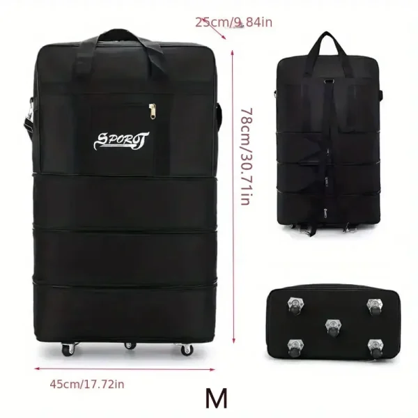 Travelling Pack Wheels For Women Men Expandable Foldable Trolley Luggage Versatile Black Suitcase For Weekend Trip overnight bag - Image 9