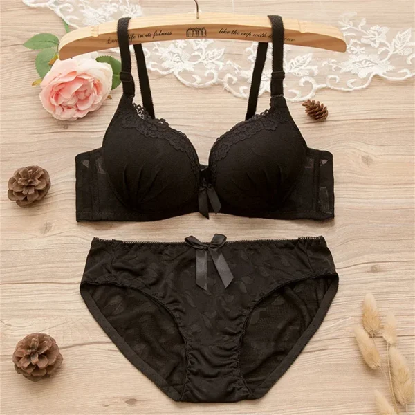 Girl Sweet Wireless Bra Lace Bows Underwear Sets Breathable Small Breast Bralette Top Briefs for Women Teen Girl Lingerie Suits - Image 26