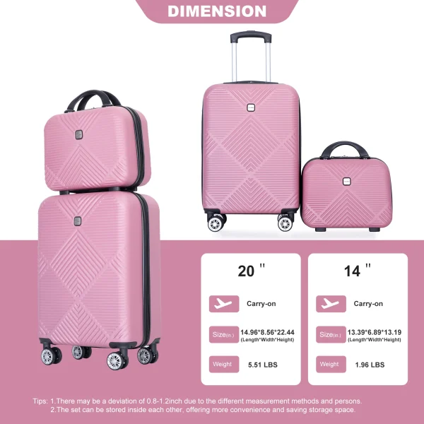 4 Piece Luggage Sets Travel Suitcase, Large Capacity Lightweight Luggage Sets with Double Spinner Wheels, Carry On Luggage set - Image 22