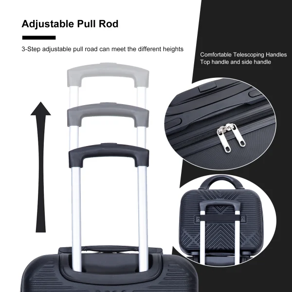 4 Piece Luggage Sets Travel Suitcase, Large Capacity Lightweight Luggage Sets with Double Spinner Wheels, Carry On Luggage set - Image 4
