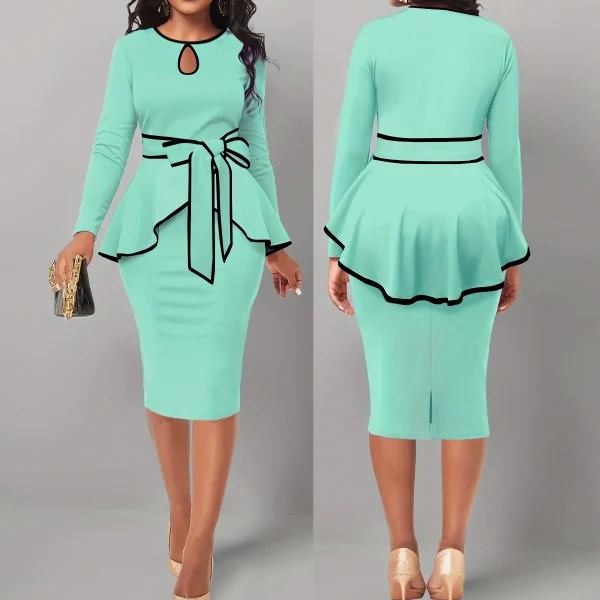 SexyElegant Amazon Cross-Border Suit Dress Ruffle Edge Top Side Slit Skirt 2-Piece Set For Women From China Big Land - Image 9