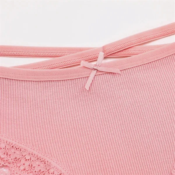 5PCS Women's Cotton Briefs Sexy Lace Underpant Hollow Brazilian Panties Comfortable Underwear Lingerie S-XL Solid Color Lingerie - Image 18