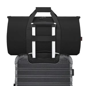 Travel Duffels with Adjustable Shoulder Strap and Luggage Trolley Sleeve, Black