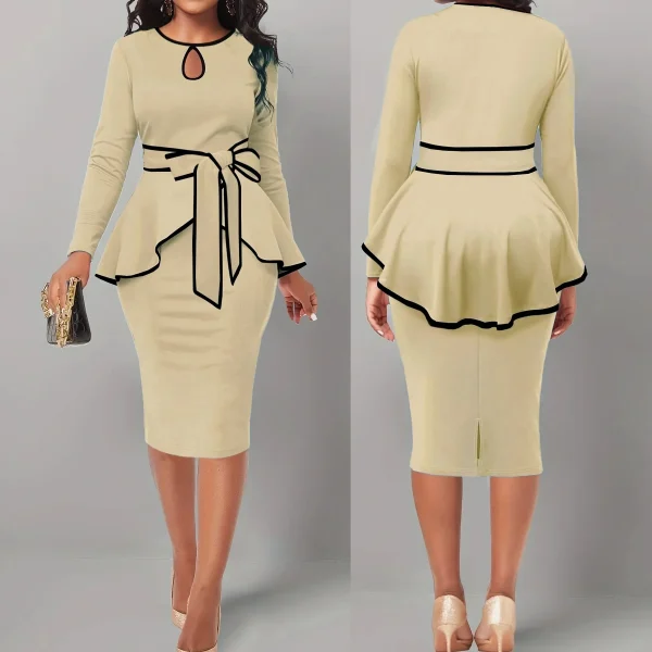 SexyElegant Amazon Cross-Border Suit Dress Ruffle Edge Top Side Slit Skirt 2-Piece Set For Women From China Big Land - Image 12