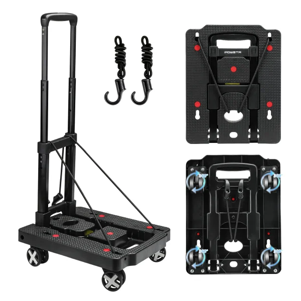 AIRAJ Folding Cart with Wheels Lightweight Hand Trolley Thickening Wear-Resistant Handcart  Cargo Handling Tool Storage Tool Bag