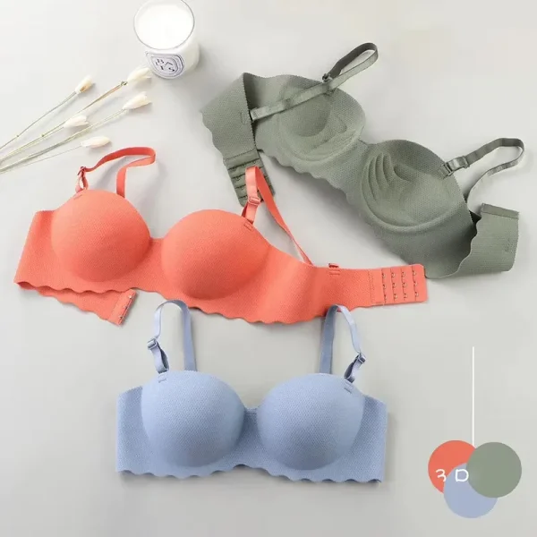 Sexy Bras Push Up Seamless Underwear for Women Solid Color Wireless Lingerie One-pieces Gather Convertible Straps Brassiere - Image 3