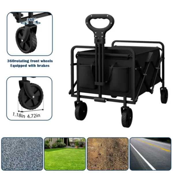 Foldable Garden Wagon Cart Portable Camping Trolley ,Outdoor Multi-function Foldable Carts Wagon for Beach or Shopping Utility - Image 6