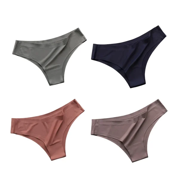 4PCS/Set Seamless Panties Women Sexy Underwear Ice Silk Underpants Low Waist G-string Female Soft Solid Ultra-thin Briefs - Image 16