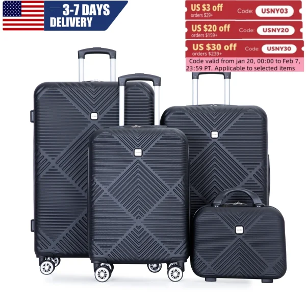 4 Piece Luggage Sets Travel Suitcase, Large Capacity Lightweight Luggage Sets with Double Spinner Wheels, Carry On Luggage set - Image 2