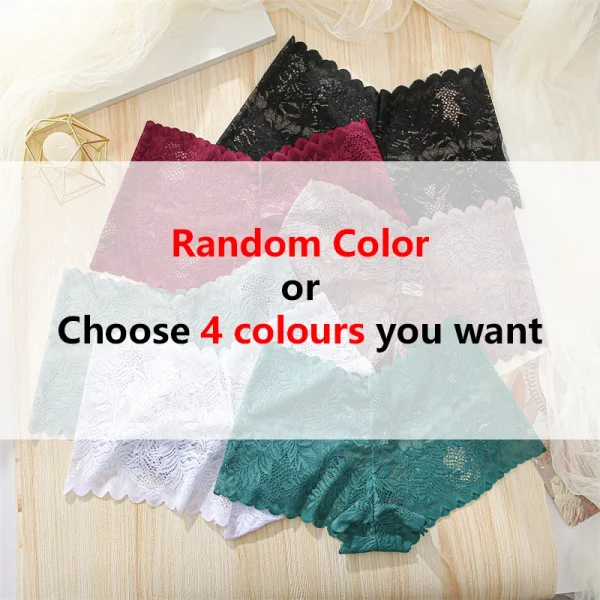 FINETOO 4pcs Lace Floral Boyshorts Underwear for Women Sexy Hollow Out Solid Panties Female Low-Waist Breathable Girls Lingerie - Image 11