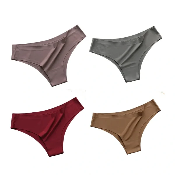 4PCS/Set Seamless Panties Women Sexy Underwear Ice Silk Underpants Low Waist G-string Female Soft Solid Ultra-thin Briefs - Image 14