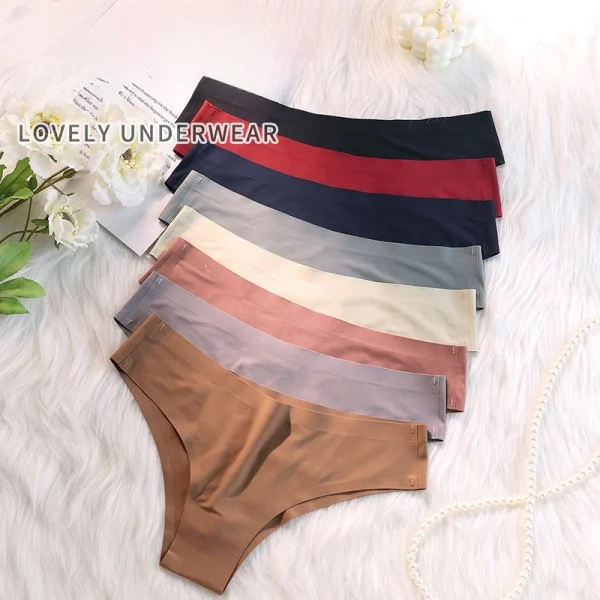 4PCS/Set Seamless Panties Women Sexy Underwear Ice Silk Underpants Low Waist G-string Female Soft Solid Ultra-thin Briefs - Image 4