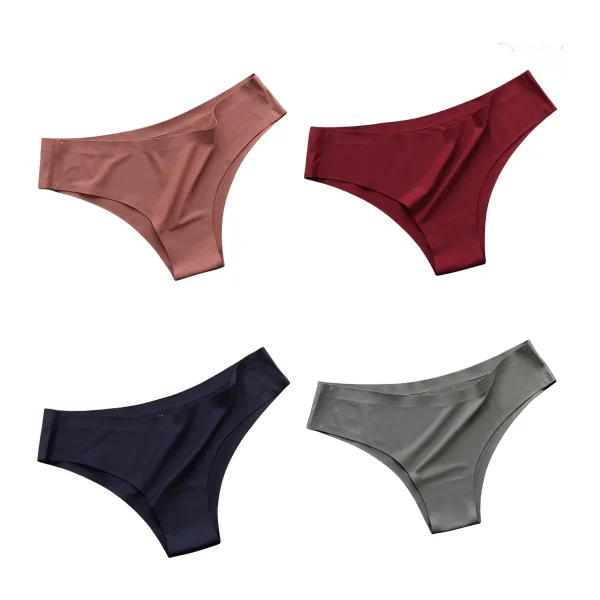 4PCS/Set Seamless Panties Women Sexy Underwear Ice Silk Underpants Low Waist G-string Female Soft Solid Ultra-thin Briefs - Image 19