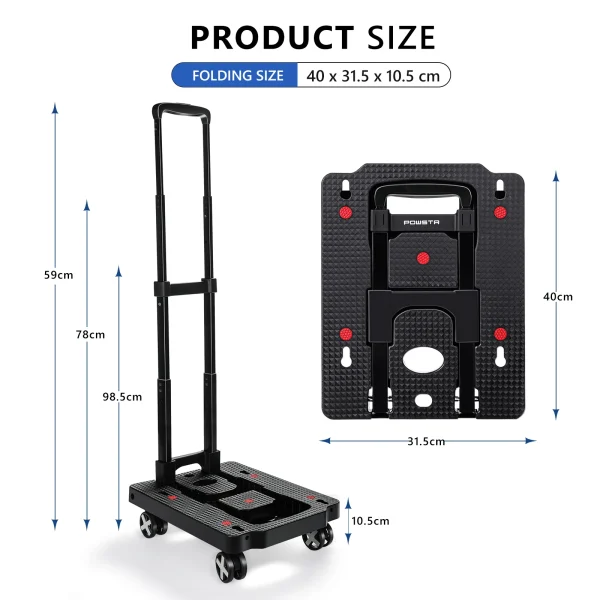AIRAJ Folding Cart with Wheels Lightweight Hand Trolley Thickening Wear-Resistant Handcart  Cargo Handling Tool Storage Tool Bag - Image 7