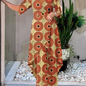 Plus Size 5XL VONDA Women Pants Sets 2025 Casual Printed Suits Vintage V Neck Half Sleeve Tops and Trousers Party Matching Sets
