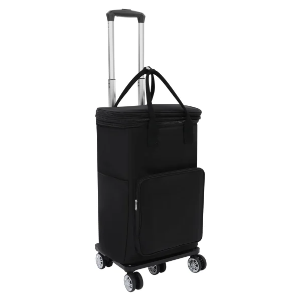 Black 2-in-1 Expandable Rolling Shopping Bag with 5 Wheels, Foldable Trolley Luggage Cart for Travel, Grocery, Business Use - Image 11