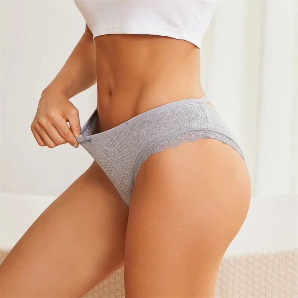 5PCS Women's Cotton Briefs Sexy Lace Underpant Hollow Brazilian Panties Comfortable Underwear Lingerie S-XL Solid Color Lingerie - Image 27
