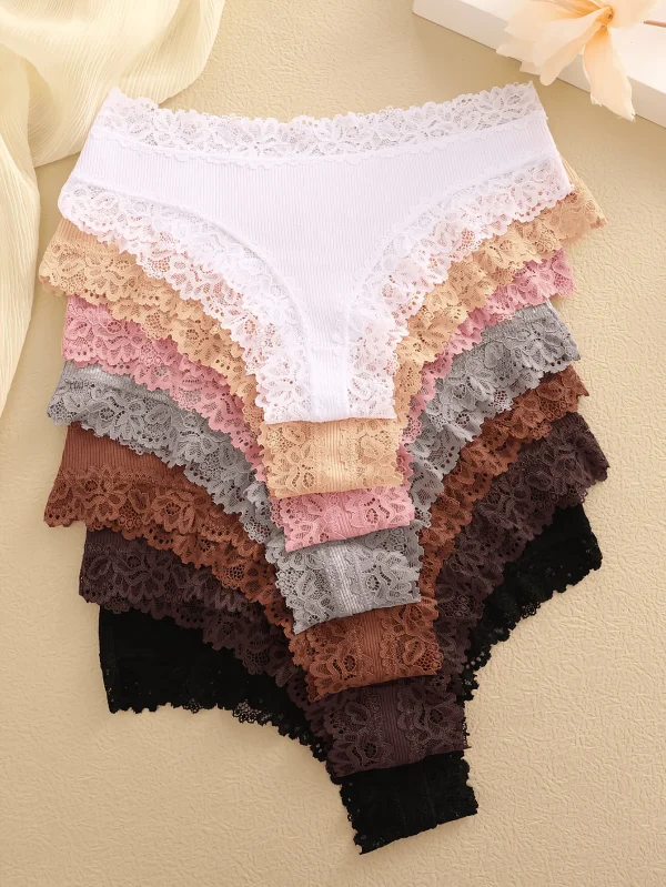 7PCS/Set Women Sexy Lace Panties Seamless Cotton Brazilian Panties Girls Breathable Sexy Low Rise Underwear Female Soft Lingerie - Image 2