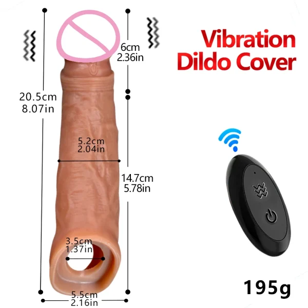 Vibrator for Men Penis Enlargement Sleeve Cover Case Cock Header Enlargement Extension Enhancement Men Sex Toy Silicone Condom - Image 5