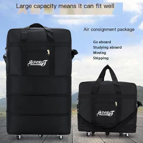 Travelling Pack Wheels For Women Men Expandable Foldable Trolley Luggage Versatile Black Suitcase For Weekend Trip overnight bag - Image 2