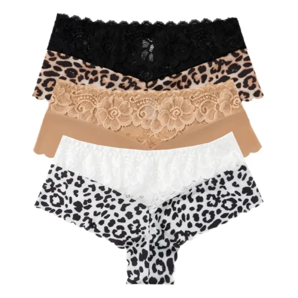 Women's 3 Pieces Panties Sexy Leopard Lace Lingerie Woman Underwear Ladies Underpants Solid Color Woman Clothing Knickers - Image 11