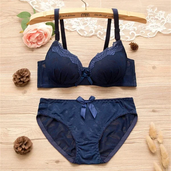 Girl Sweet Wireless Bra Lace Bows Underwear Sets Breathable Small Breast Bralette Top Briefs for Women Teen Girl Lingerie Suits - Image 25