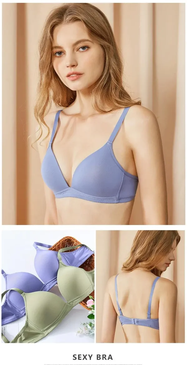 Adjustable Shoulder Straps Gathering Girls' Bras Women's Underwear Thin Breathable Triangle Cup Bralette Seamless Brassiere - Image 13