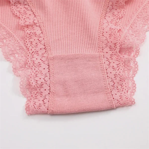 5PCS Women's Cotton Briefs Sexy Lace Underpant Hollow Brazilian Panties Comfortable Underwear Lingerie S-XL Solid Color Lingerie - Image 22
