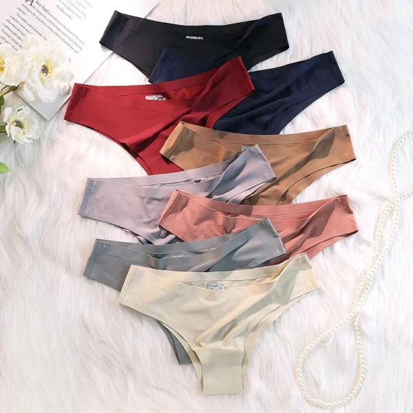 4PCS/Set Seamless Panties Women Sexy Underwear Ice Silk Underpants Low Waist G-string Female Soft Solid Ultra-thin Briefs - Image 5