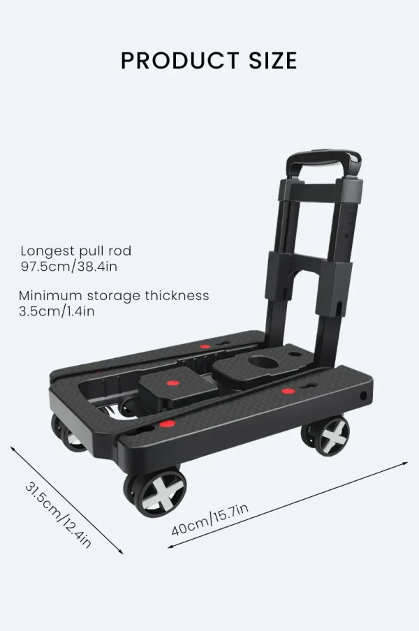 AIRAJ Folding Cart with Wheels Lightweight Hand Trolley Thickening Wear-Resistant Handcart  Cargo Handling Tool Storage Tool Bag - Image 15