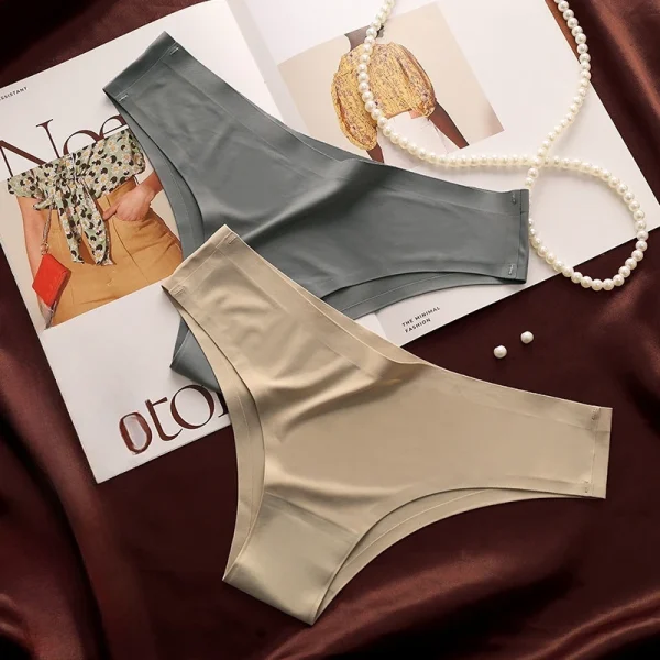 4PCS/Set Seamless Panties Women Sexy Underwear Ice Silk Underpants Low Waist G-string Female Soft Solid Ultra-thin Briefs - Image 6