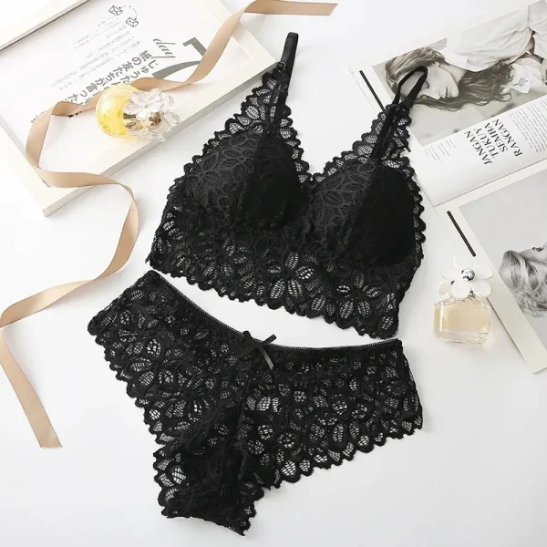 Sexy Lace Women Underwear Set Seamless Wire Free Bra Sets Hollow Out Bra and Panty Sets For Women Embroidery Intimates Lingerie - Image 7