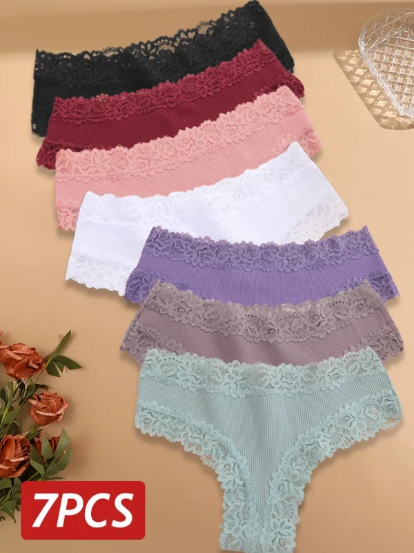 7PCS/Set Women Sexy Lace Panties Seamless Cotton Brazilian Panties Girls Breathable Sexy Low Rise Underwear Female Soft Lingerie - Image 8