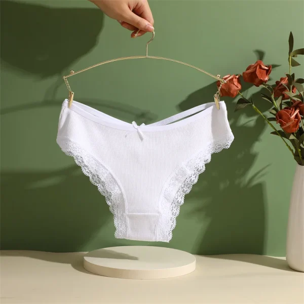 5PCS Women's Cotton Briefs Sexy Lace Underpant Hollow Brazilian Panties Comfortable Underwear Lingerie S-XL Solid Color Lingerie - Image 41