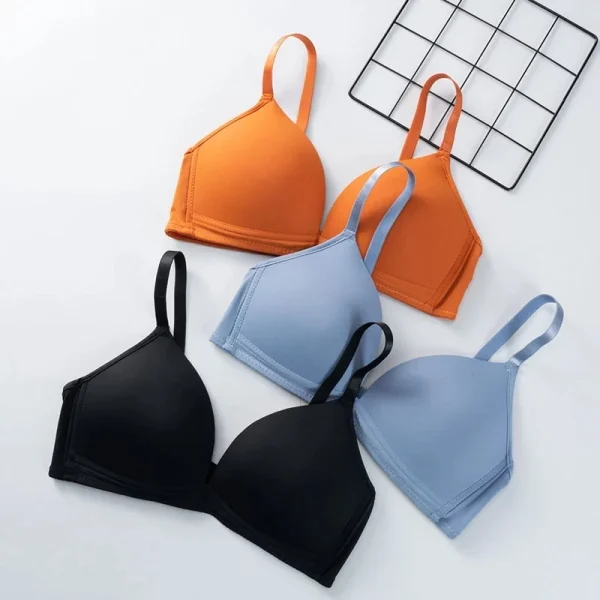 Adjustable Shoulder Straps Gathering Girls' Bras Women's Underwear Thin Breathable Triangle Cup Bralette Seamless Brassiere - Image 2