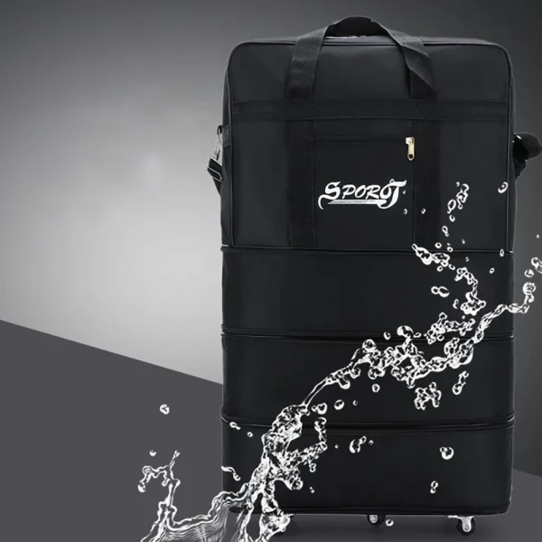 Travelling Pack Wheels For Women Men Expandable Foldable Trolley Luggage Versatile Black Suitcase For Weekend Trip overnight bag - Image 4