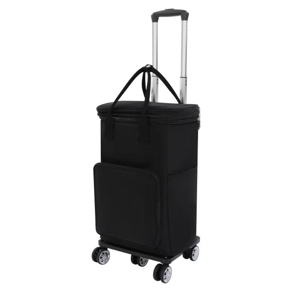 Black 2-in-1 Expandable Rolling Shopping Bag with 5 Wheels, Foldable Trolley Luggage Cart for Travel, Grocery, Business Use - Image 12